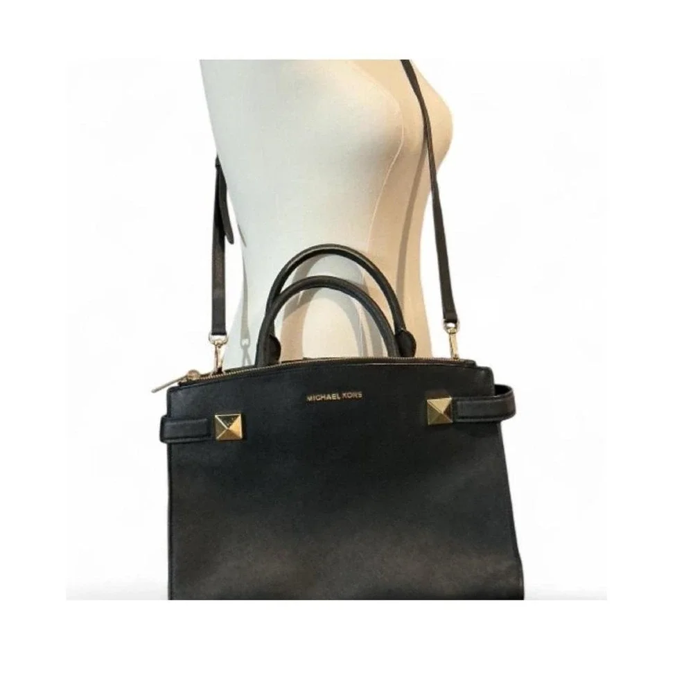 Michael Kors Satchel Womens Medium Black Good Saffiano Leather